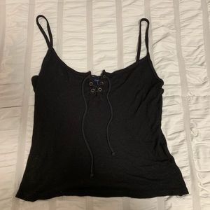 Aeropostale Black Lace-Up Tank Top